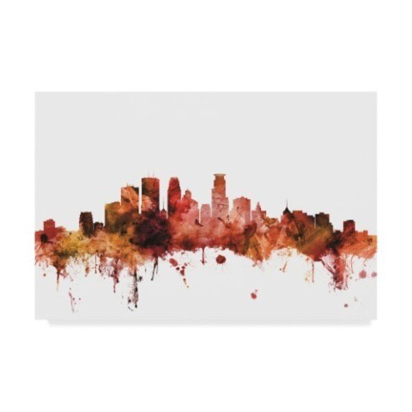 Michael Tompsett 'Minneapolis Minnesota Skyline Red' Canvas Art, 16x24, Trademark Fine Art, Mfr#: MT01891-C1624GG